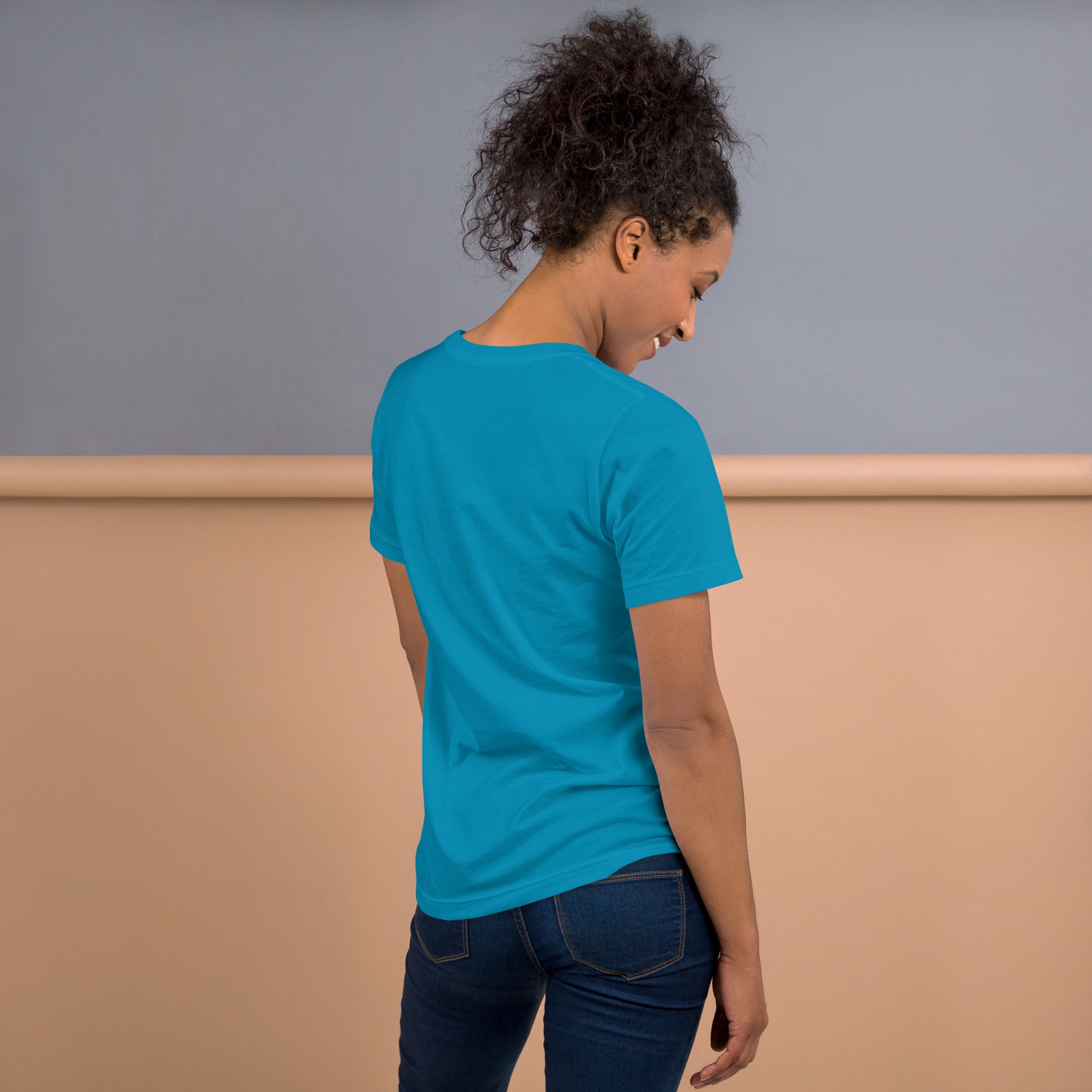 Women's  t-shirt with an orange cream popsicle design, back view