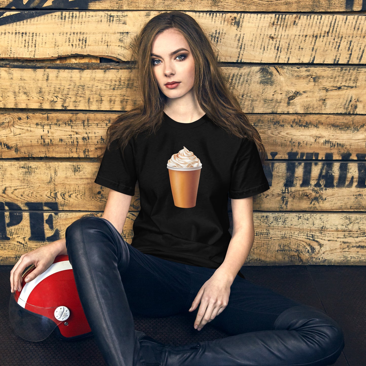Pumpkin Spice Latte Women's Fall Black T-Shirt mockup