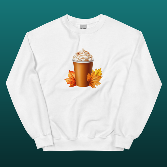 Pumpkin Spice Latte with leaves Unisex Sweatshirt mockup