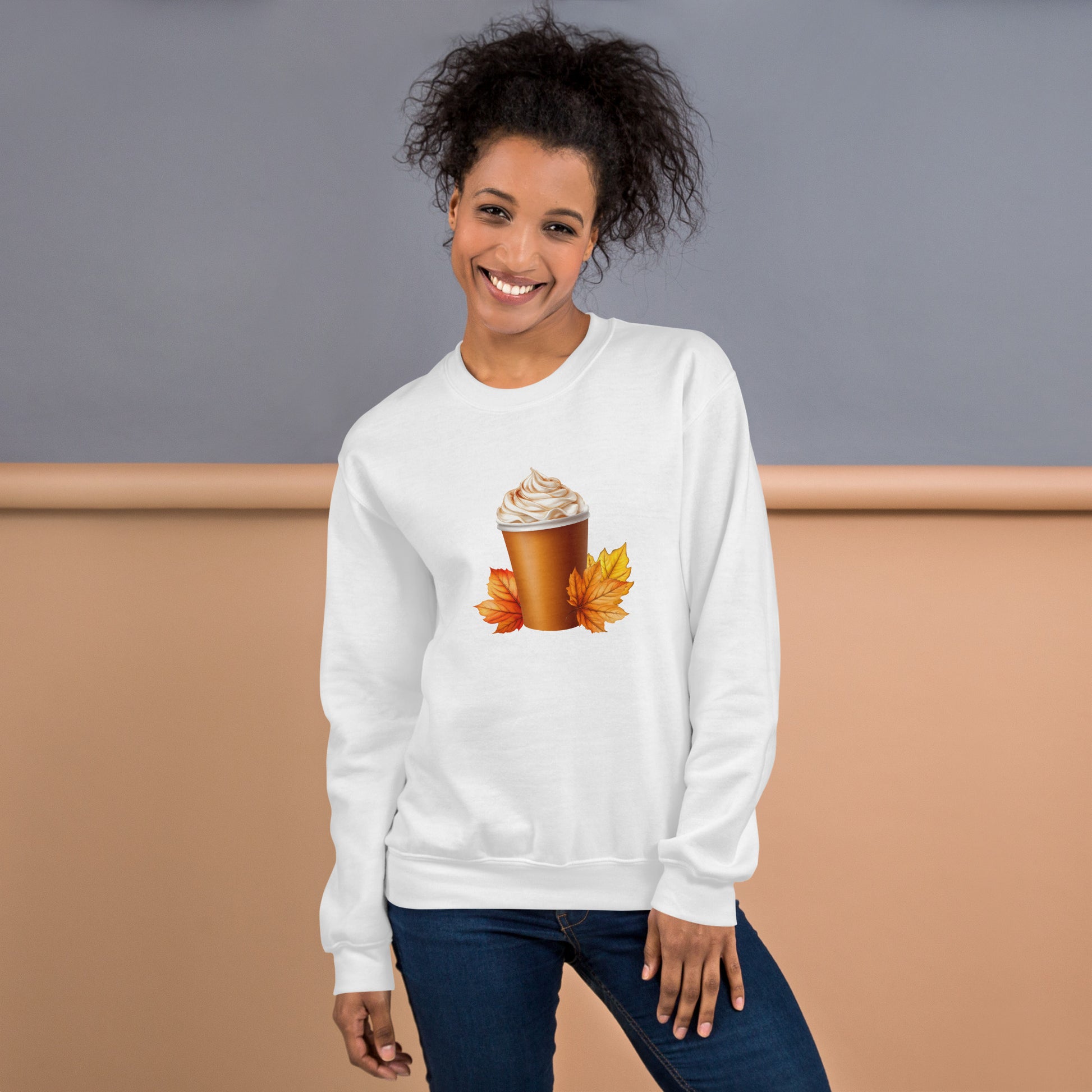 Pumpkin Spice Leaf Unisex Sweatshirt front view mockup