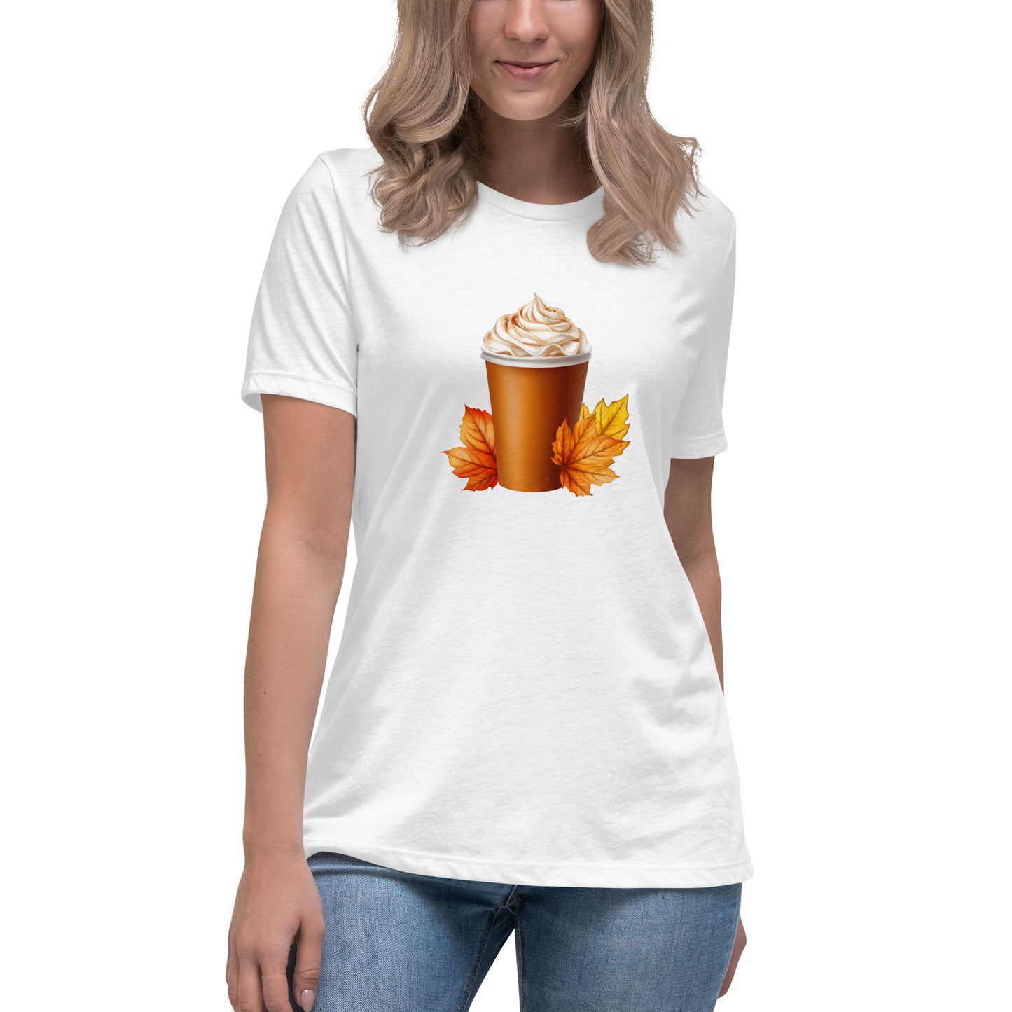 Pumpkin Spice Leaf Women's Relaxed T-Shirt white mockup