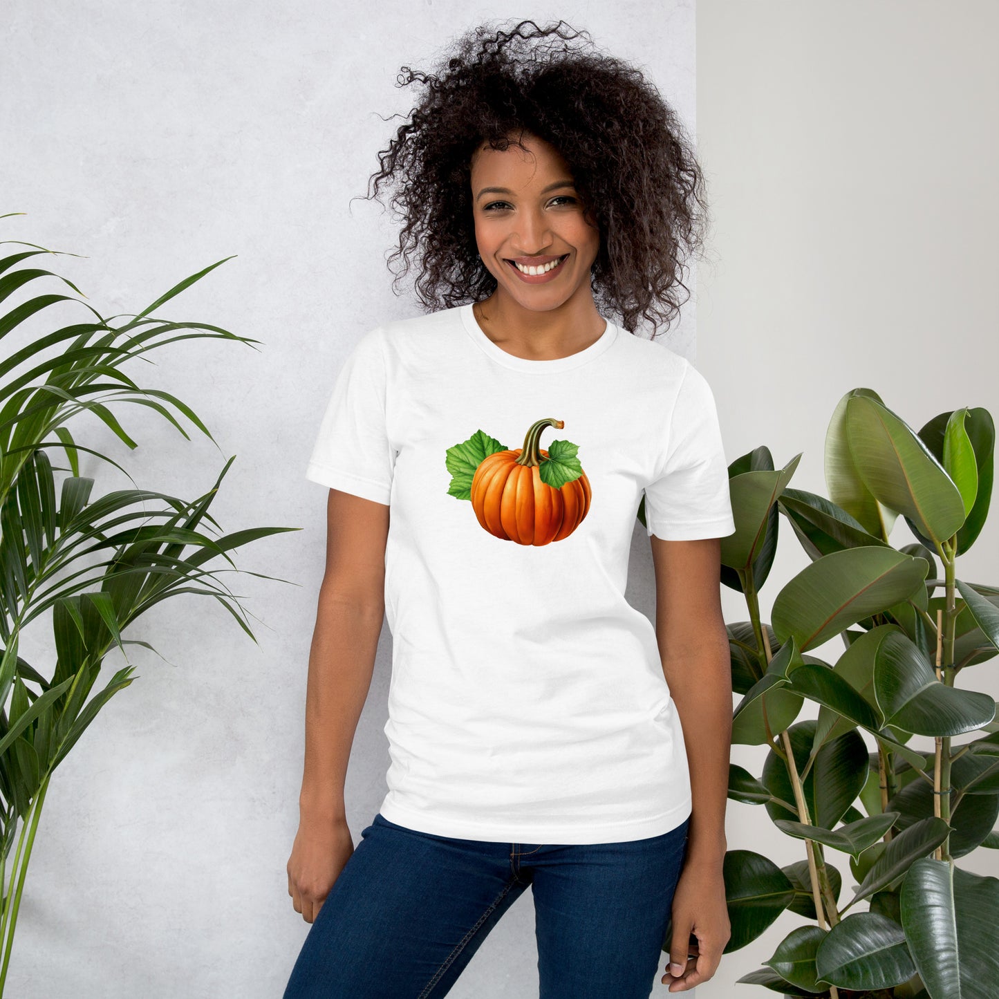 Pumpkin Unisex T-Shirt in White - Product Mockup
