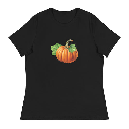 Womens Relaxed Fit Pumpkin T-Shirt in Black - Product Mockup