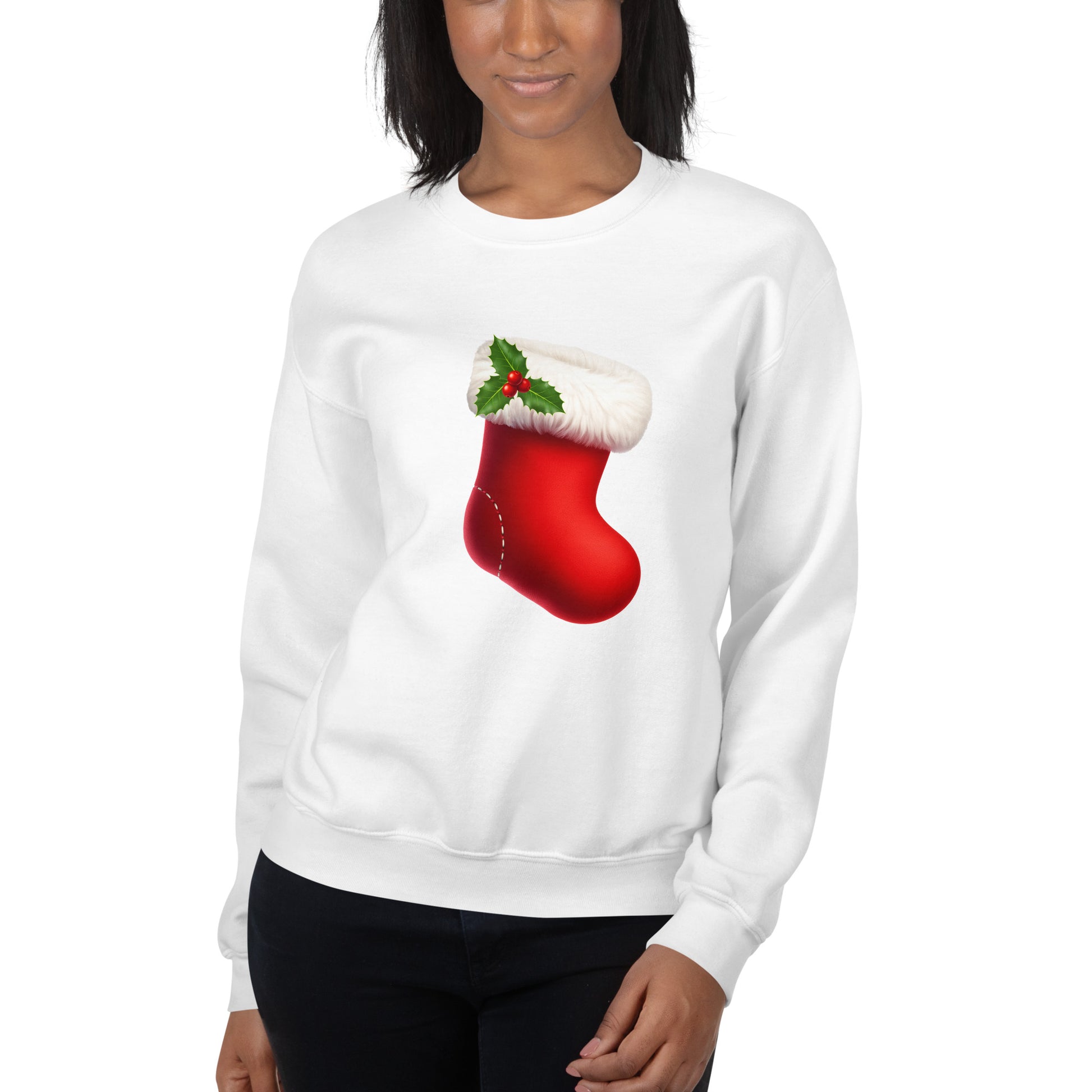 Red Christmas Stocking Women's Sweatshirt mockup