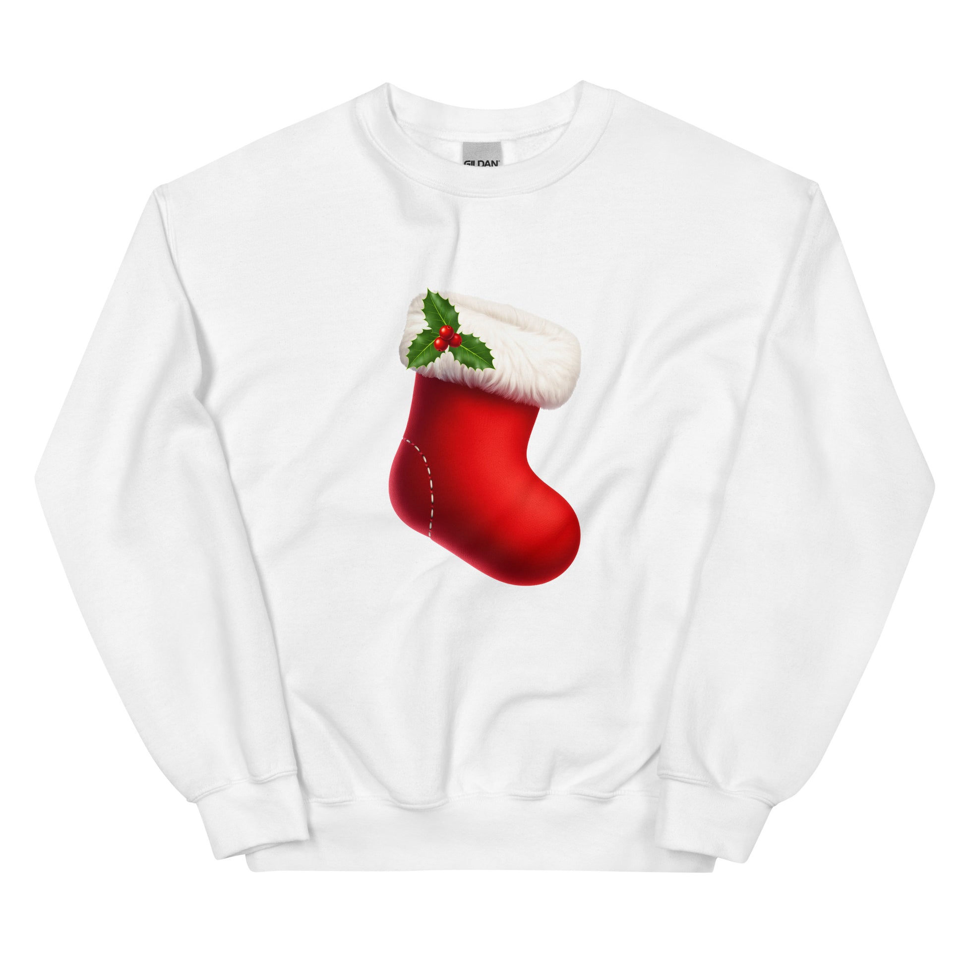 Red Christmas Stocking Women's Sweatshirt - Unisex Fit mockup