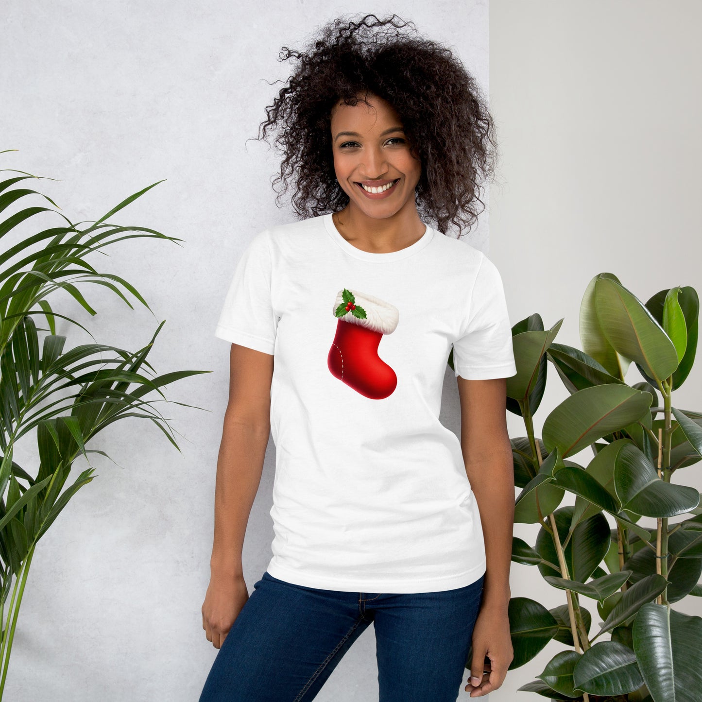 Red Christmas Stocking Women's T-Shirt, white, mockup