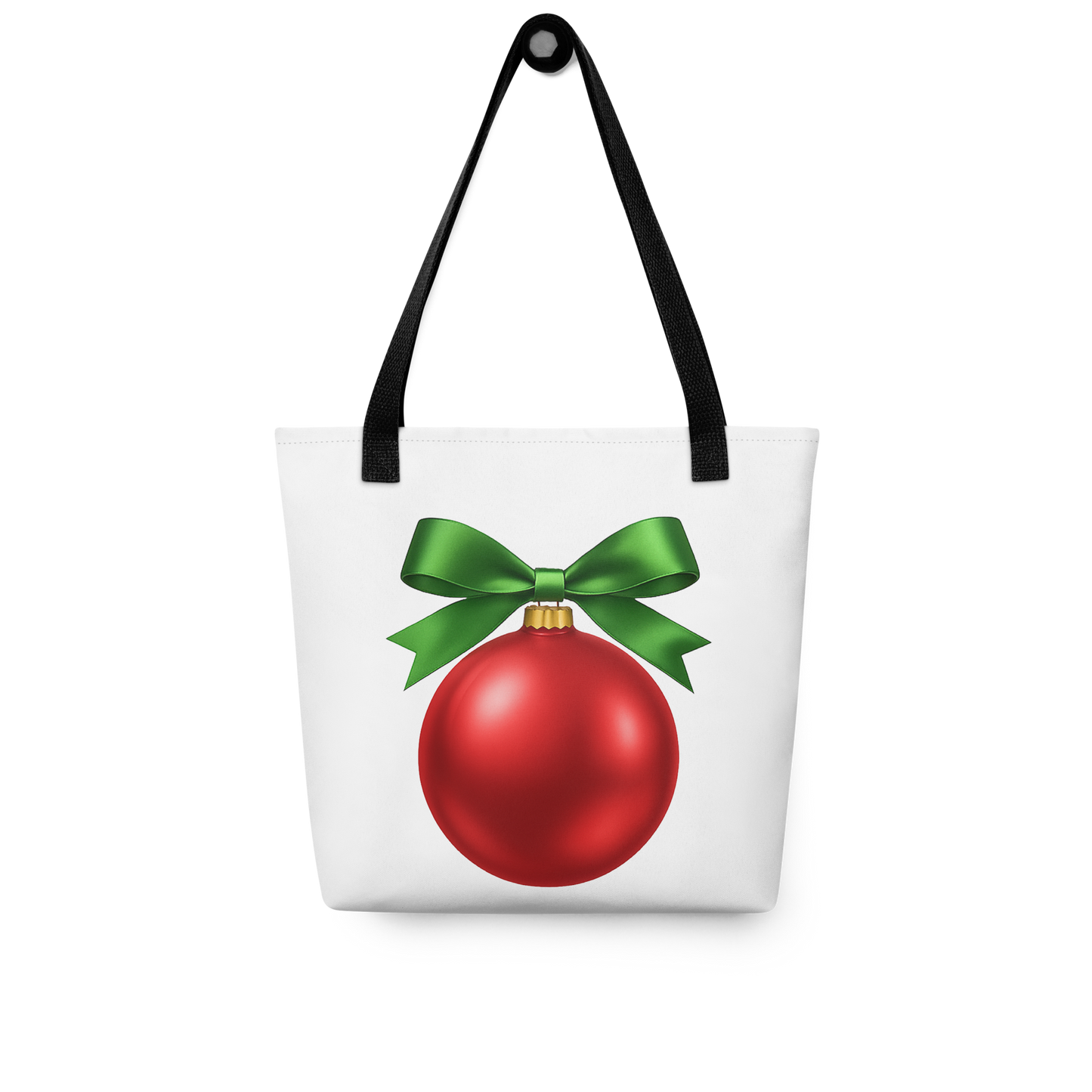Red Ornament Holiday Tote bag no background mockup