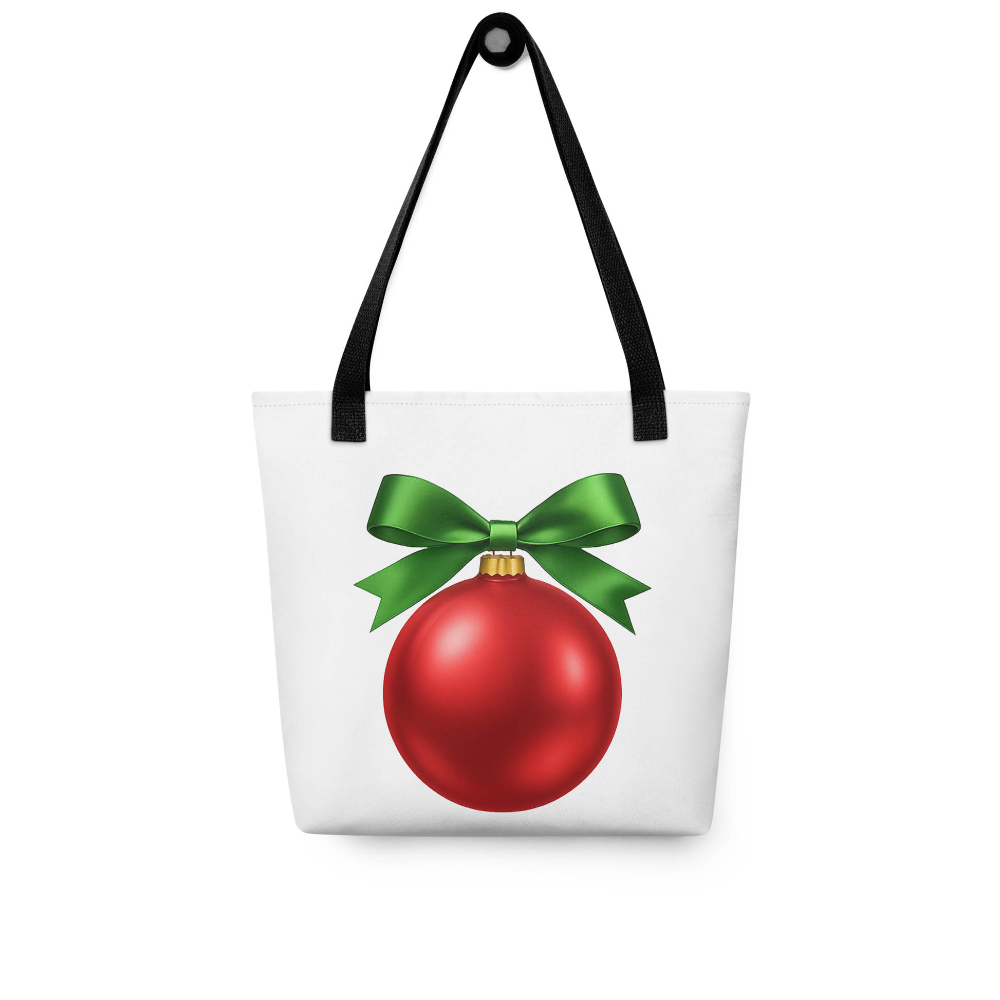 Red Ornament Holiday Tote bag no background mockup