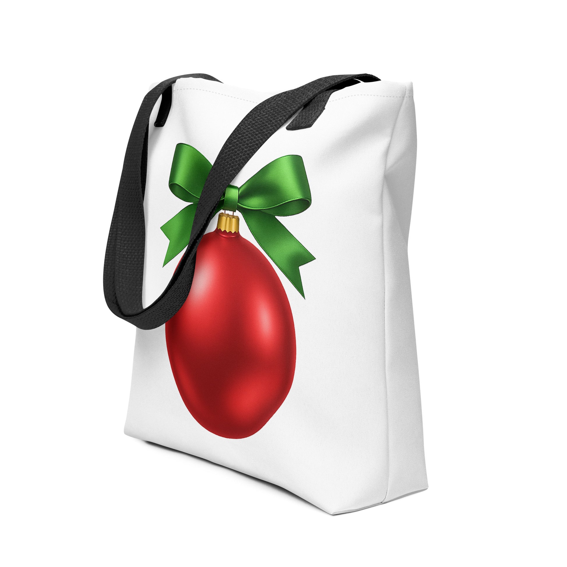 Red Ornament Holiday Tote bag side view mockup