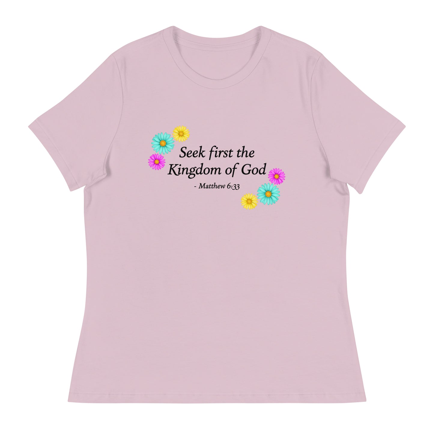 LIght Violet T-Shirt with flowers and bible verse