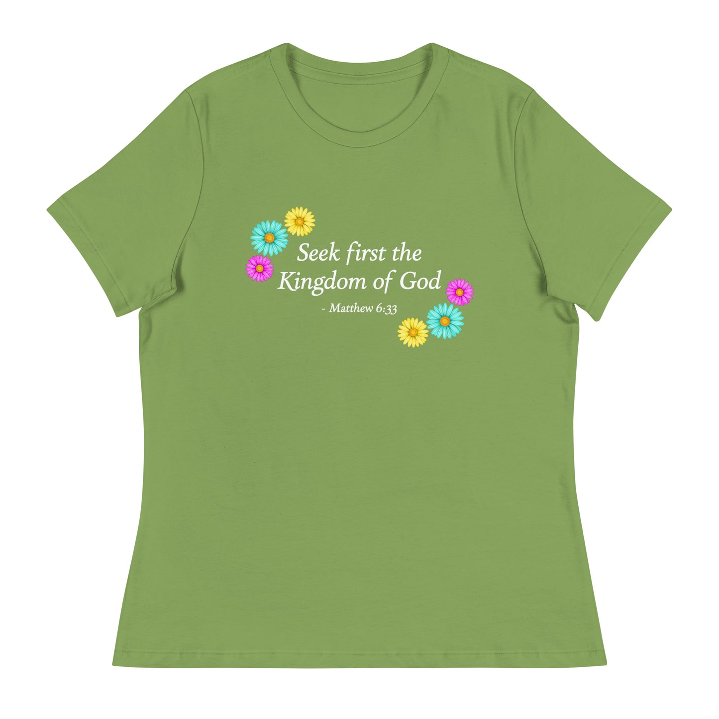 Women's green tee with bible verse and flowers