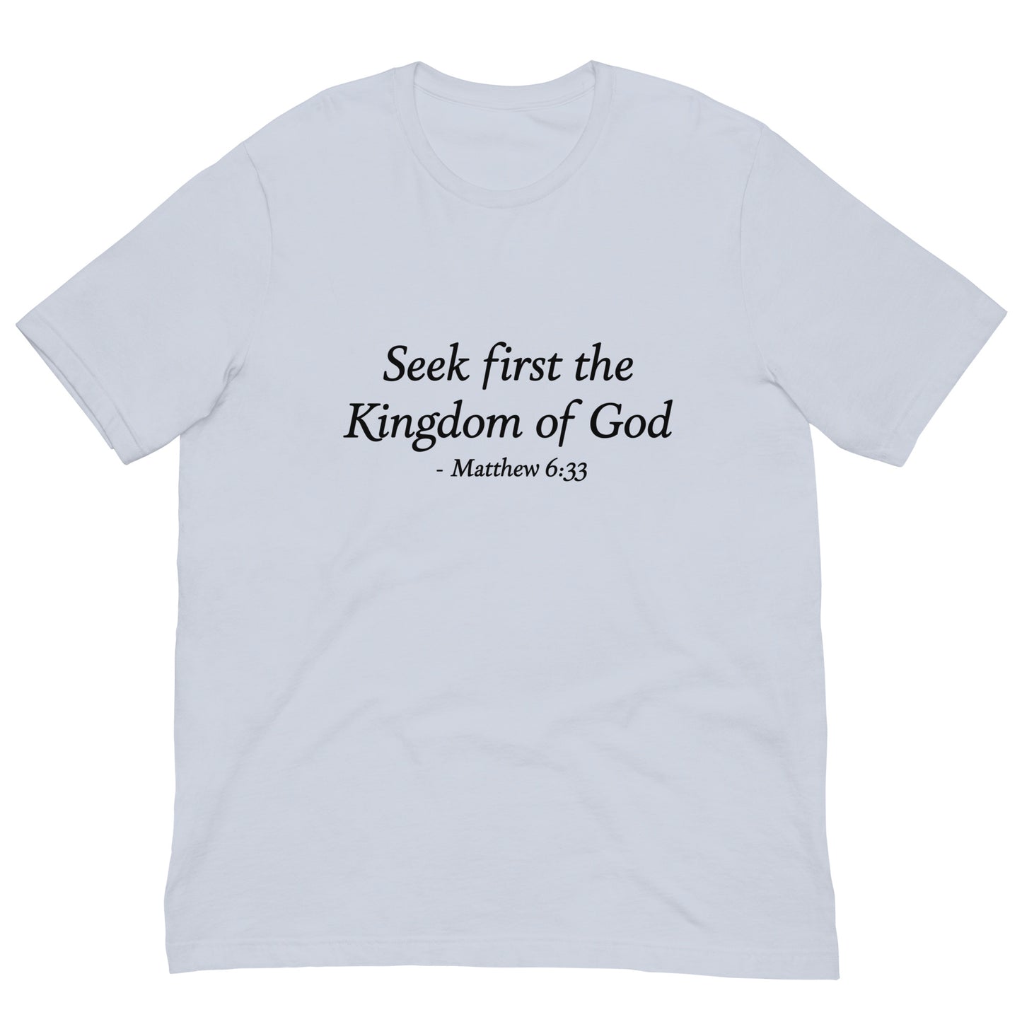 Matthew 6:33, Men's Light Blue T-Shirt - Black print mockup