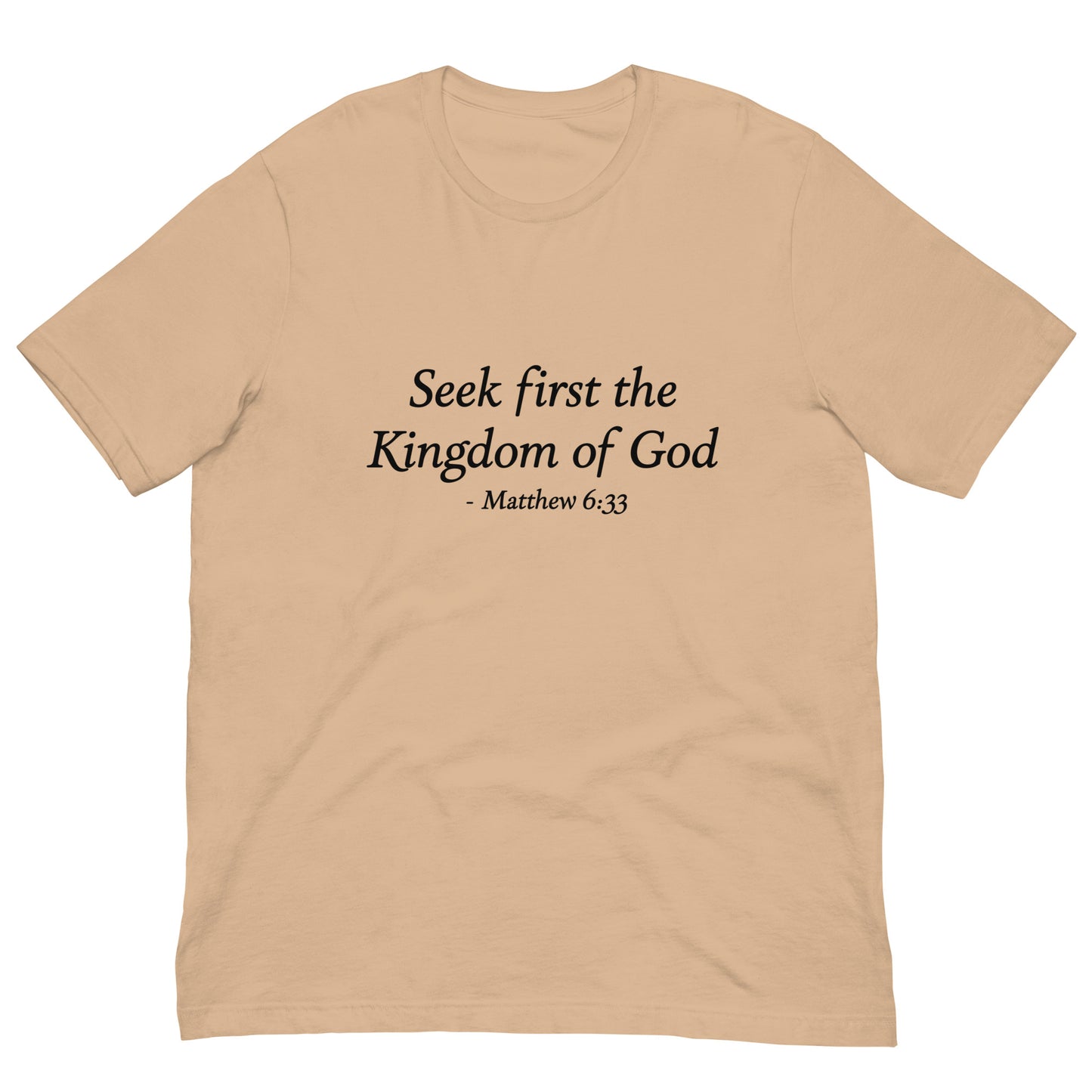 Matthew 6:33, Men's Tan T-Shirt - Black printmockup
