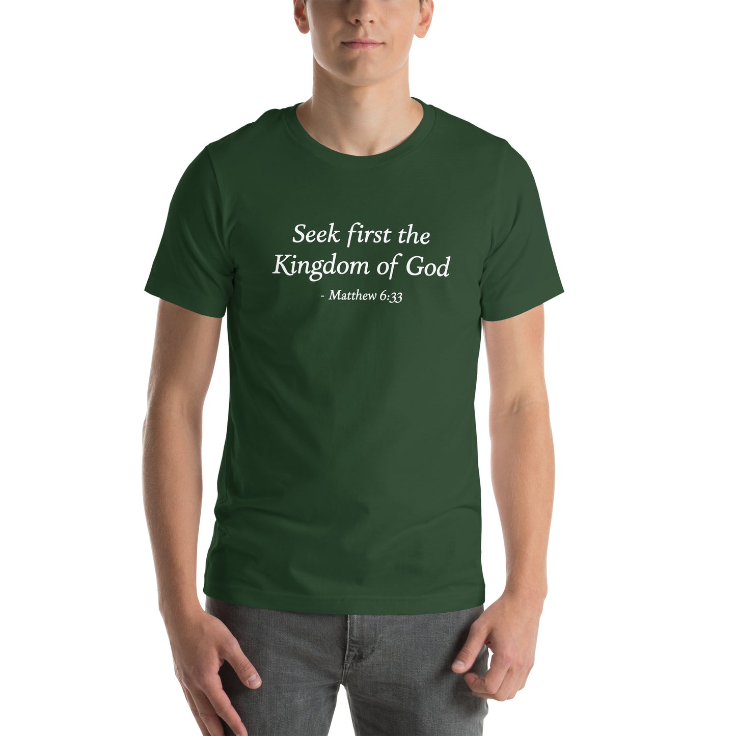 Forest green men's t-shirt with bible verse