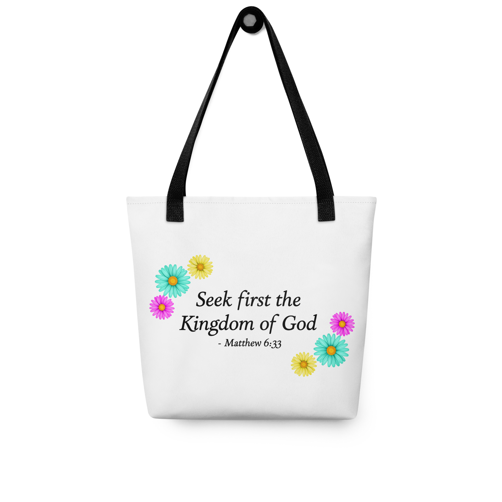 Seek First the Kingdom of God, Matthew 6:33, Tote bag no background, mockup