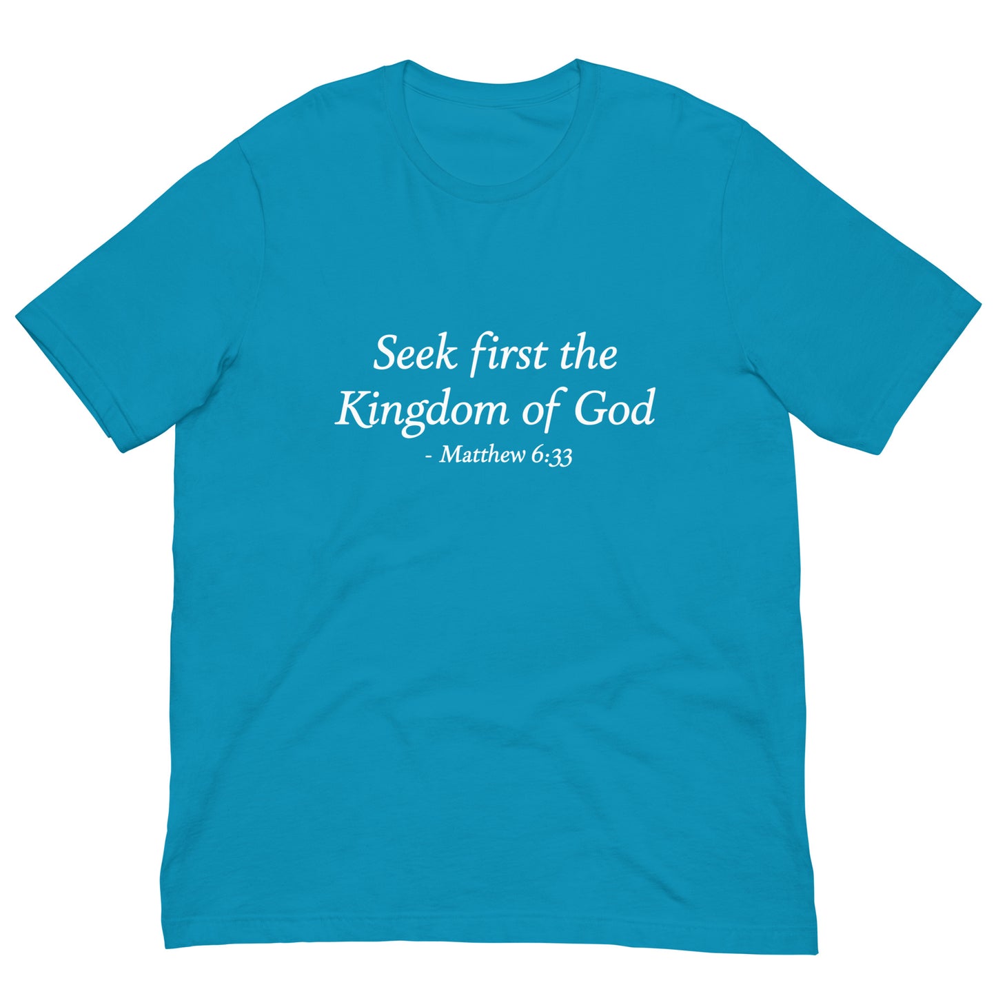 Matthew_6_33_Women_s_aqua_T-Shirt mockup
