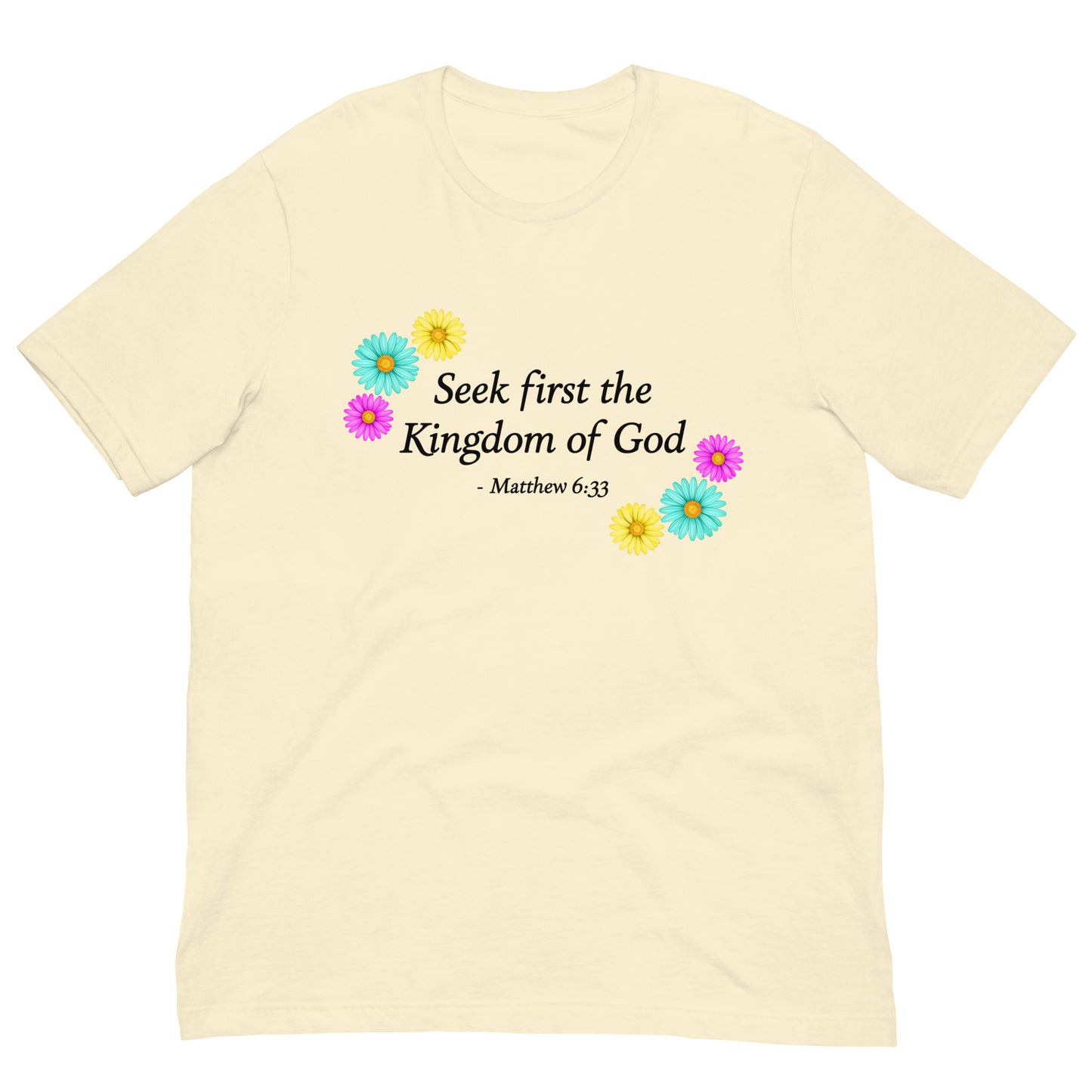 Natural tee with flowers and bible verse