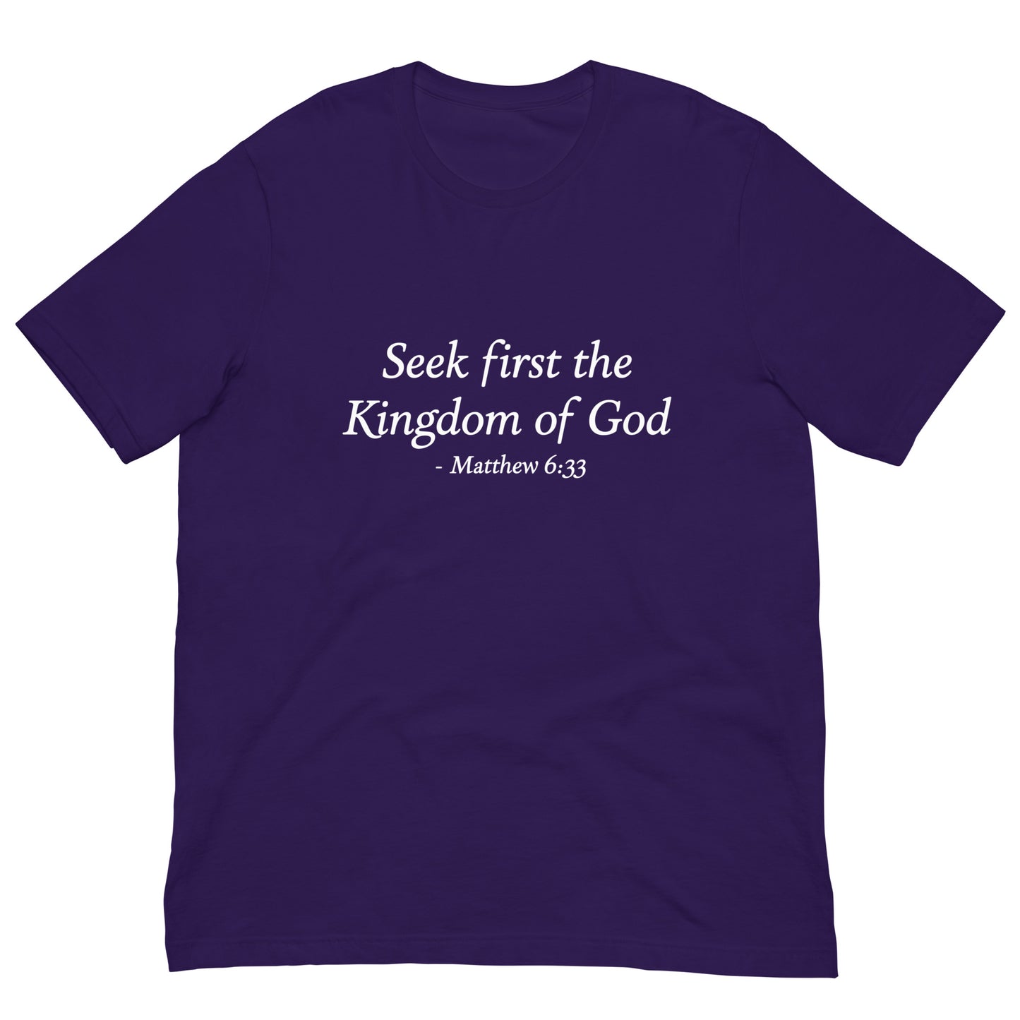 Seek_First_the_Kingdom_Women_s_purple_T-Shirt mockup
