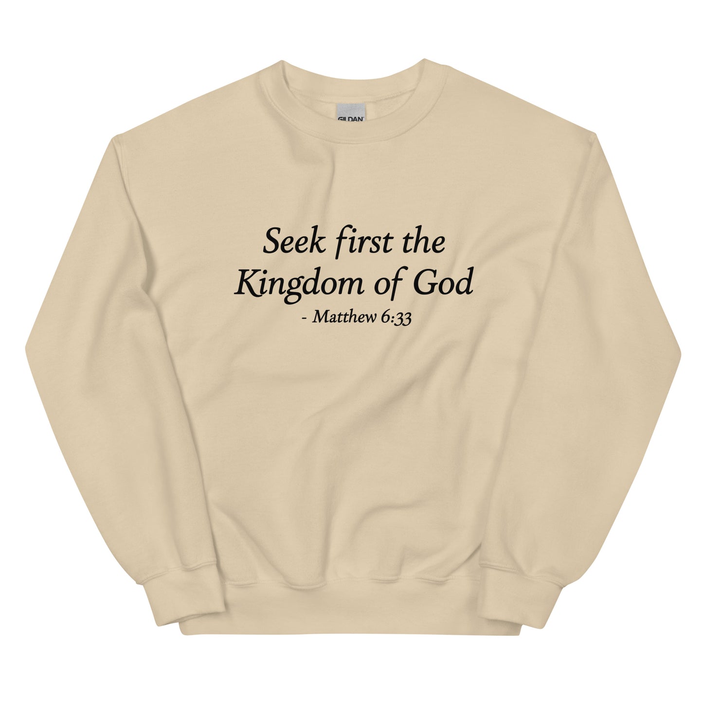 Matthew 6:33, Women's Sand Sweatshirt - Unisex Fit mockup