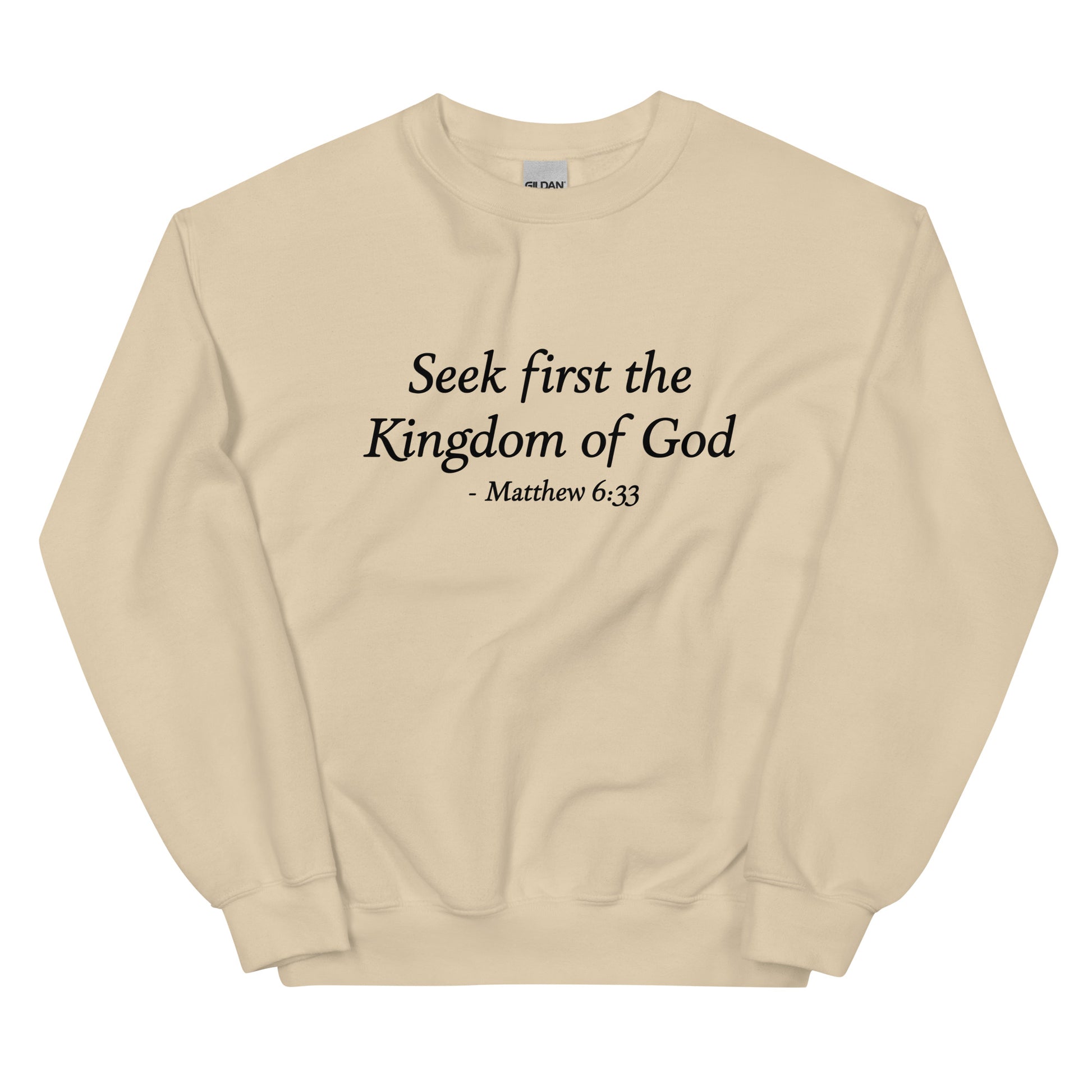 Matthew 6:33, Women's Sand Sweatshirt - Unisex Fit mockup