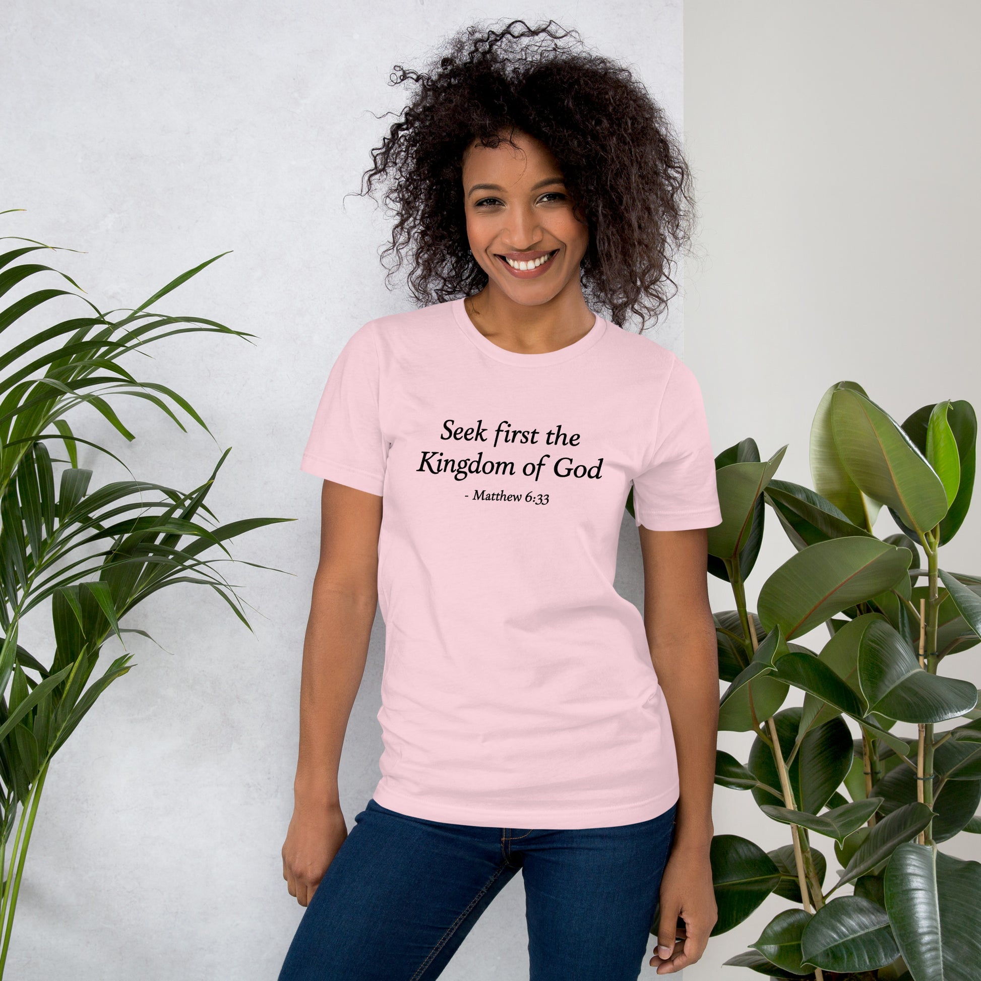 Pink t-shirt with bible scripture