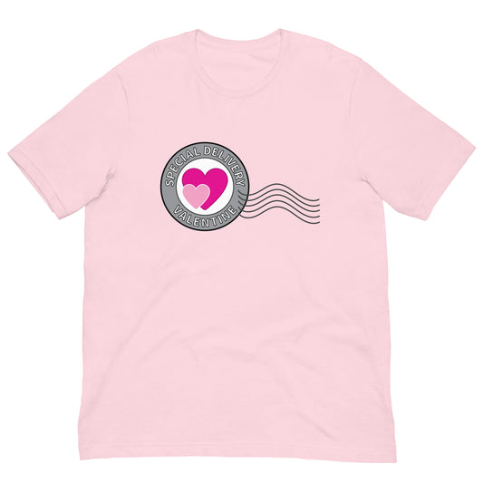 Valentine Heart Postage Circle Unisex T-Shirt mockup