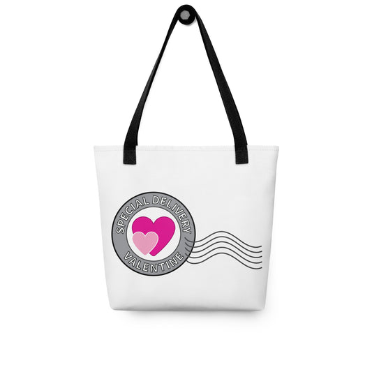 Valentine Postage Circle Heart Tote bag mockup