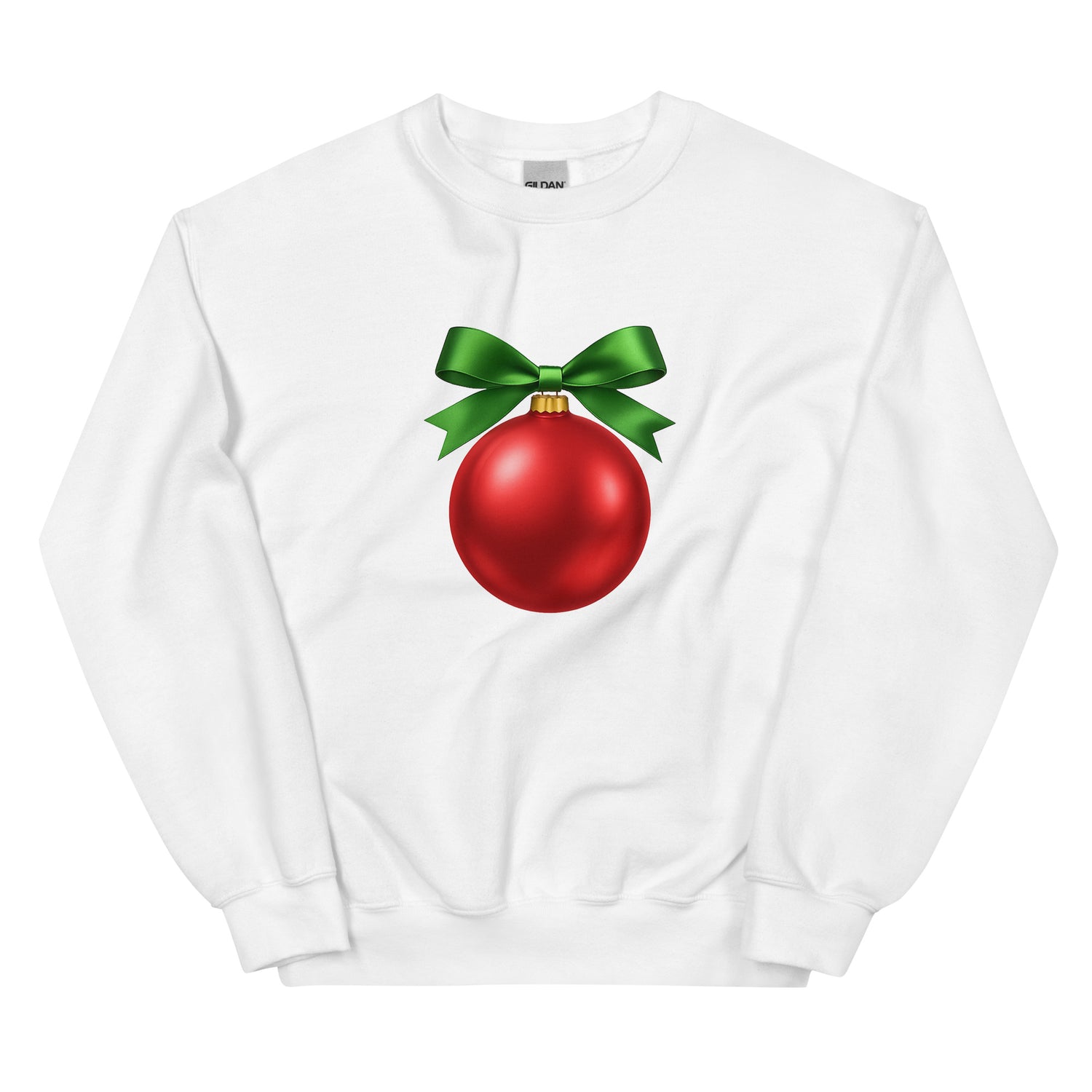 Red Ornament with Green Bow Holiday Sweatshirt - Unisex
