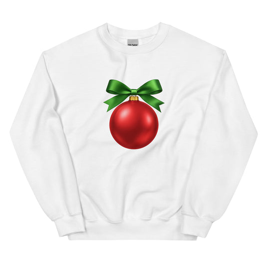 Red Ornament with Green Bow Holiday Sweatshirt - Unisex