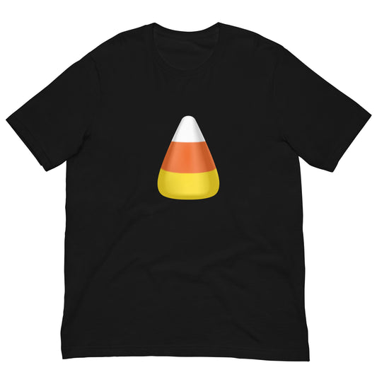 Candy Corn Halloween unisex t-shirt front view in black