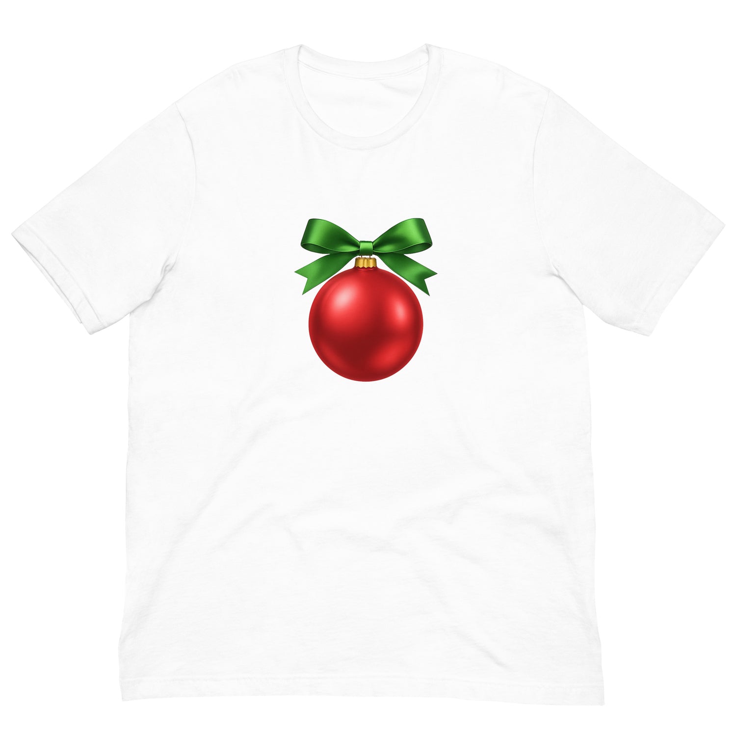 Red ornament with green bow holiday  T-shirt (Unisex)