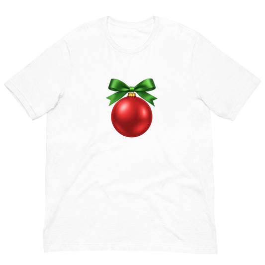 Red ornament with green bow holiday  T-shirt (Unisex)