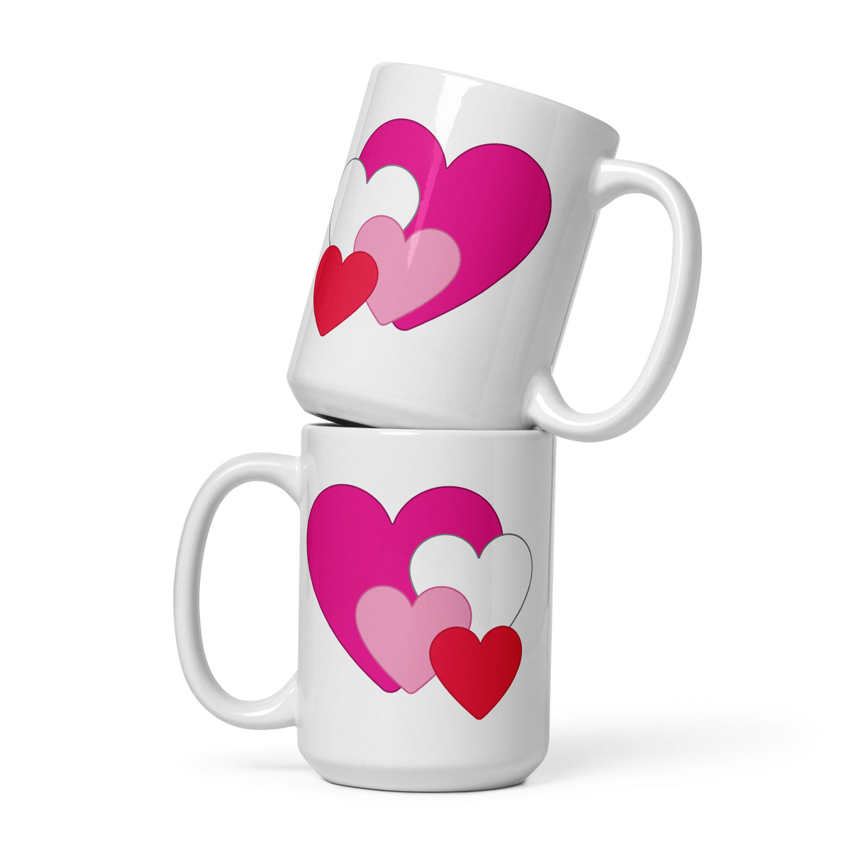 Multi Heart White Glossy Mug