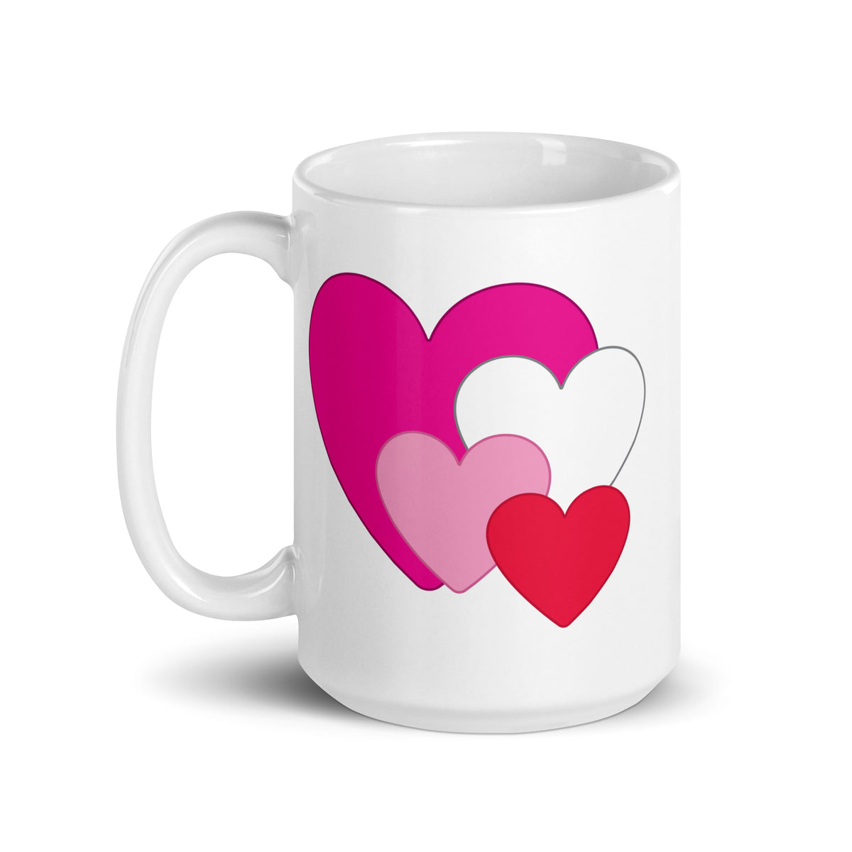 Multi Heart White Glossy Mug