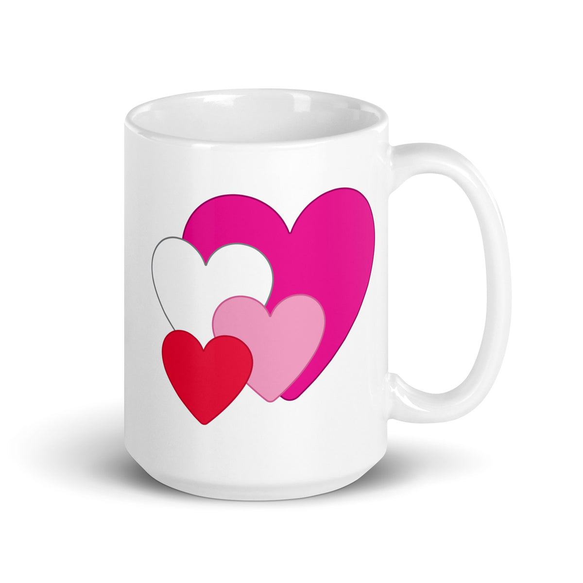 Multi Heart White Glossy Mug