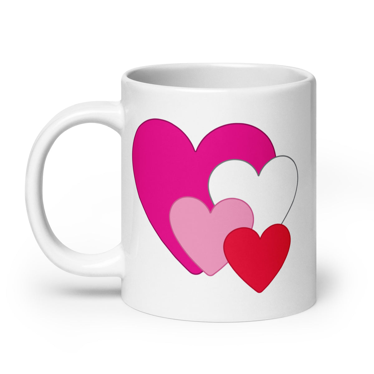 Multi Heart White Glossy Mug
