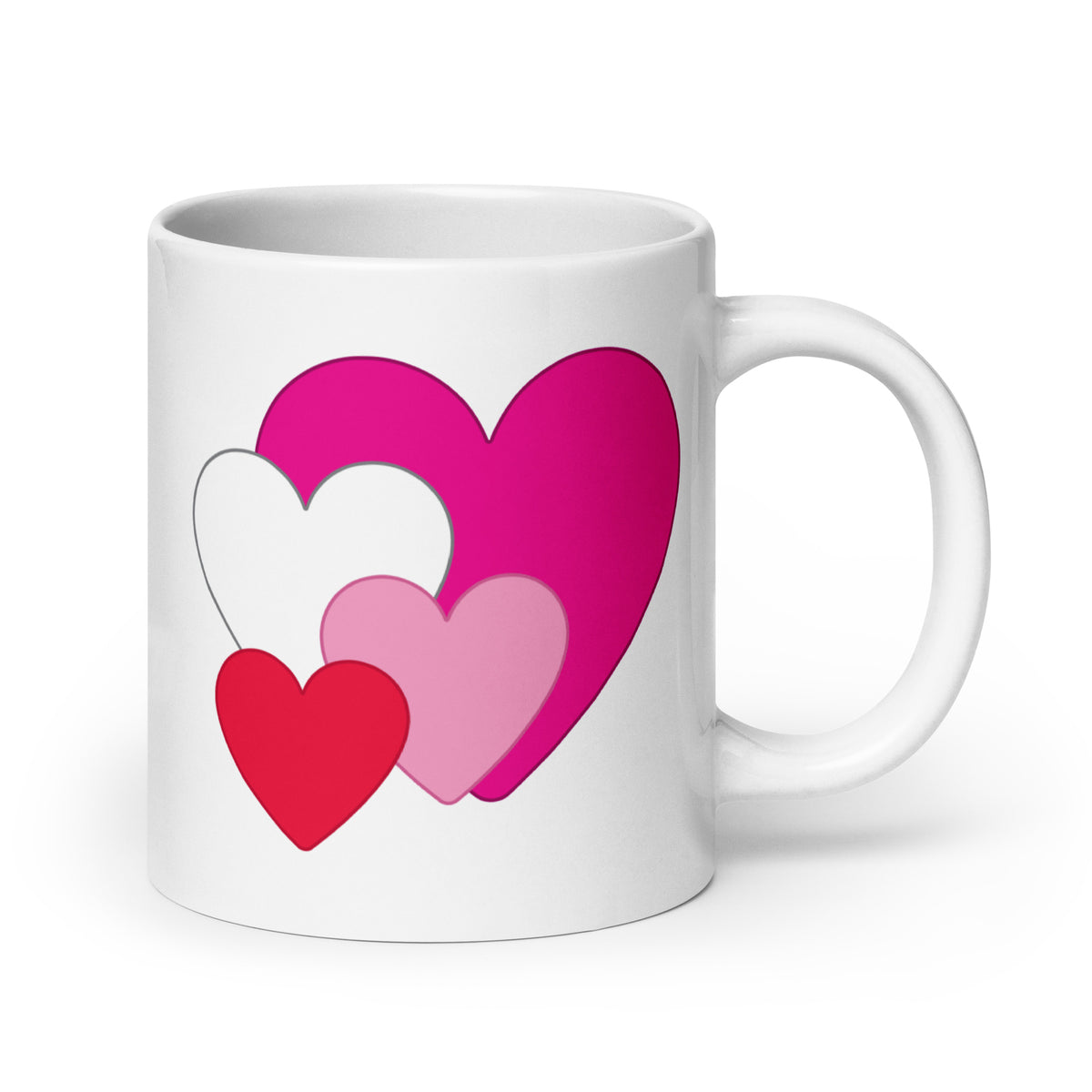 Multi Heart White Glossy Mug
