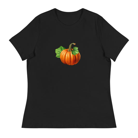 Pumpkin Women's Relaxed T-Shirt front view in black